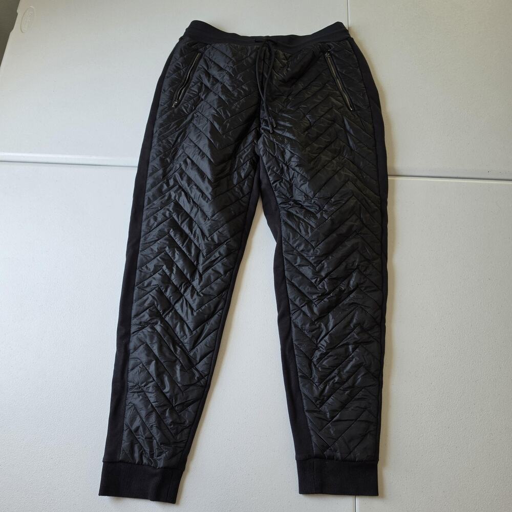 Athleta Pants Womens 6 Black Quilted Insulated Chevron Jogger Zip Pockets Winter